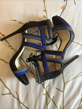Jessica Simpson Women's Strappy High Heel Sandals in Black and Blue